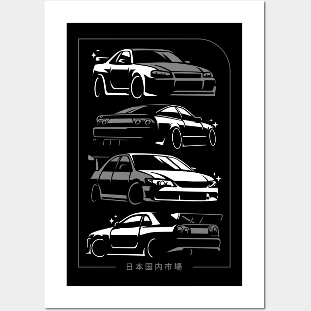 JDM cars on gray Wall Art by celengan